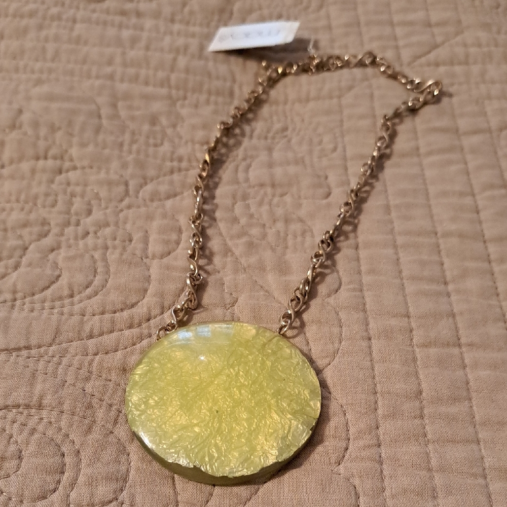 Macy's Gold Necklace with Yellow Druzy Pendant